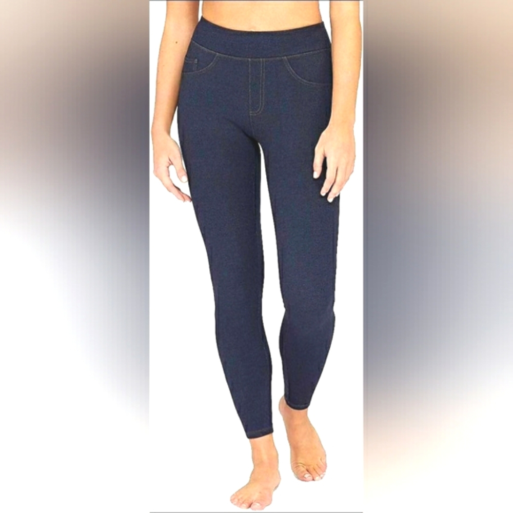 Spanx Women's Leggings Cotton/Polyester Blend Jean Look Legging Midnight XLarge